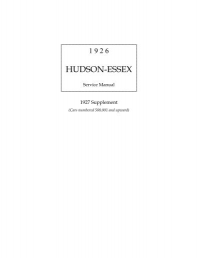 download 1926 Hudson Essex workshop manual