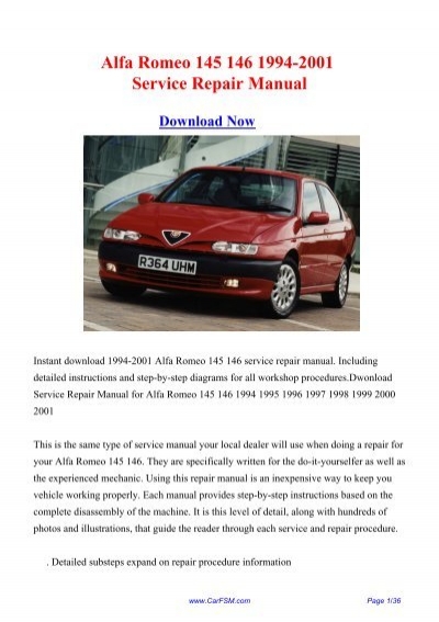 download Alfa Romeo 145 146 workshop manual