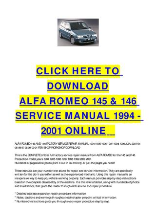 download Alfa Romeo 145 146 workshop manual