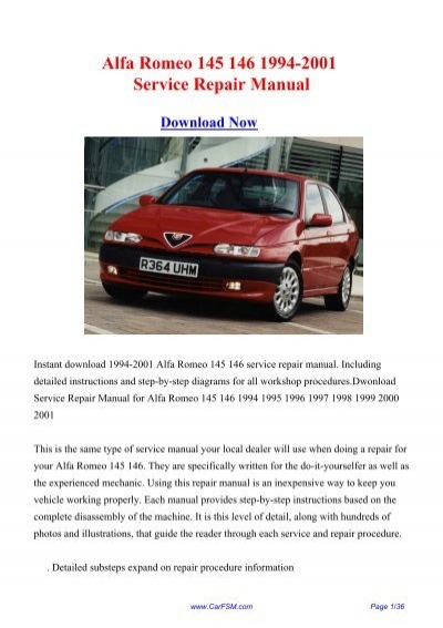 download Alfa Romeo 145 Manua workshop manual