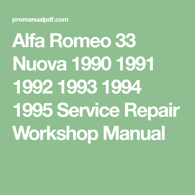 download Alfa Romeo 33 Nuova workshop manual