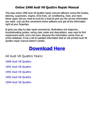 download Audi V8 Quattro workshop manual