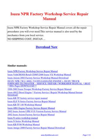 download BEDFORD SETA IZUSU WFR 1.8L 2L workshop manual