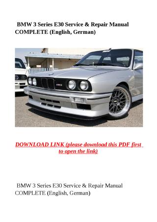 download BMW 3 E30 English workshop manual
