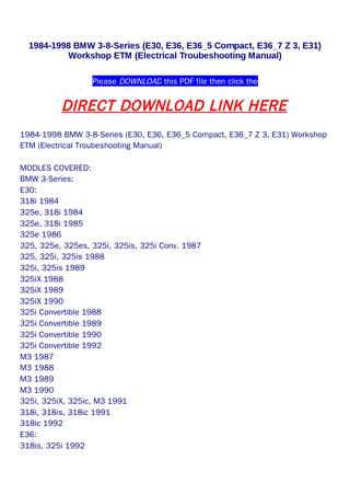 download BMW 318is c 320i 325i c 328i c ETM workshop manual