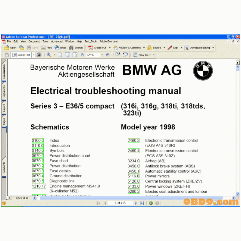 download BMW 318ti ETM workshop manual