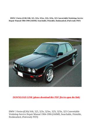 download BMW 325 325e 325es 325is workshop manual