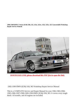 download BMW 325 325e 325es 325is workshop manual