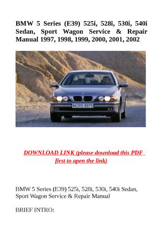 download BMW 5 E39 525i Sport Wagon workshop manual