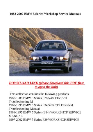 download BMW 5 Series E28 518 518i 520i 520e 524td 525i 528i 535i workshop manual