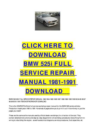 download BMW 525 525i workshop manual