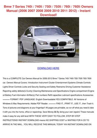 download BMW 7 740I 740LI 750I 750LI 760I 760LI workshop manual