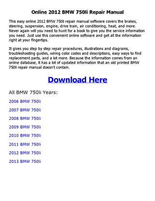 download BMW 750li workshop manual