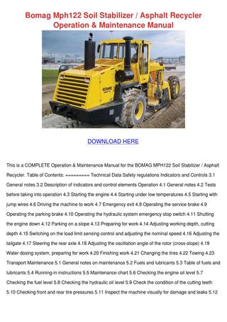 download BOMAG MPH100R MPH100S RECYCLER STABILIZER able workshop manual