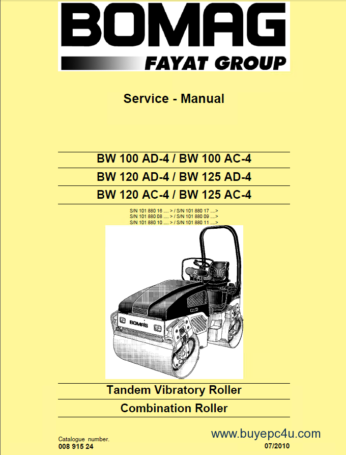 download Boomag Tandem Roller BW80 BW90 BW100 able workshop manual