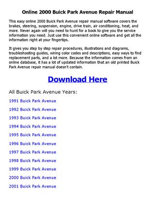 download Buick Park Avenue workshop manual