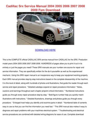 download CADILLAC SRX EBOOK 06 CADILLAC SRX Now workshop manual