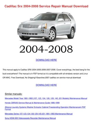 download CADILLAC SRX EBOOK 06 CADILLAC SRX Now workshop manual