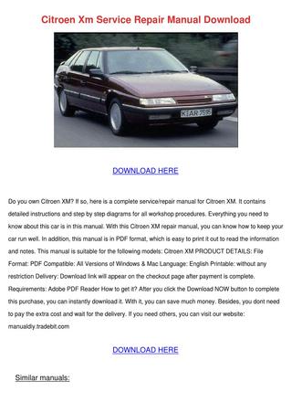 download CITROEN XM 1 ONWAR workshop manual