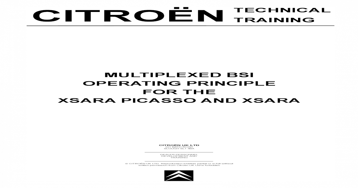 download CITROEN XSARA PICASSO XSARA MULTIPLEXED BSI PRINCIPLE workshop manual