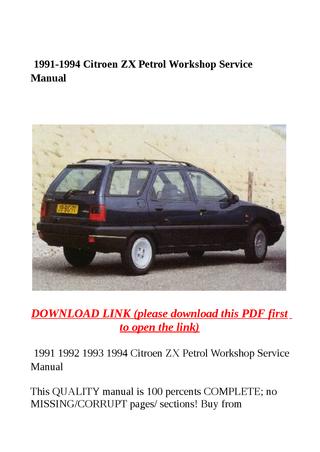 download CITROEN ZX workshop manual