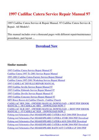 download Cadillac master parts huge mega pack workshop manual