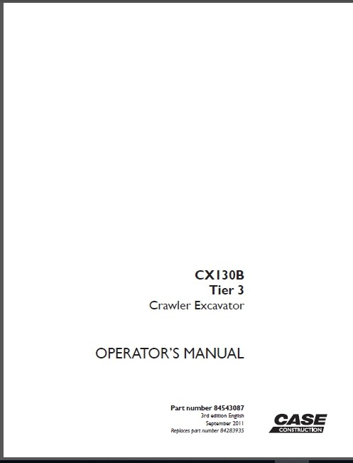 download Case CX130B Tier 3 Crawler Excavator s able workshop manual