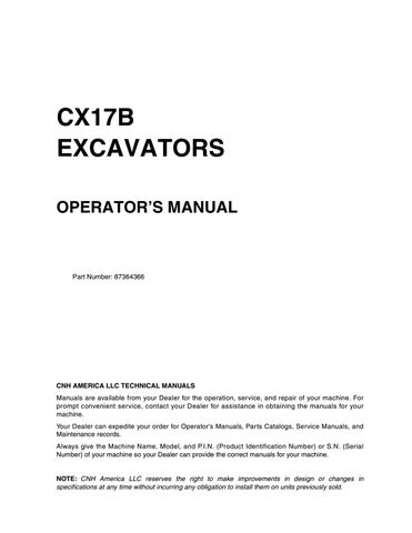 download Case CX17B Tier 4 Hydraulic Excavator s able workshop manual