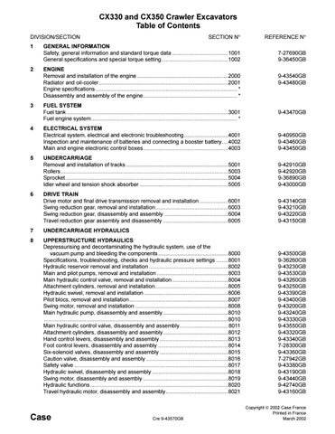 download Case CX330 CX350 Crawler Excavator able workshop manual