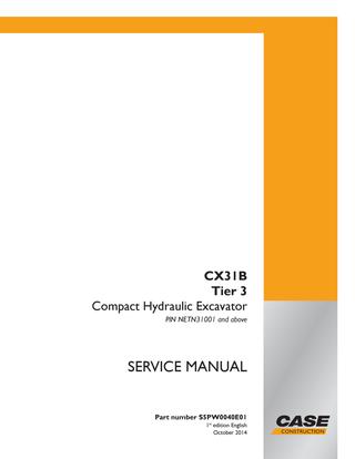 download Case CX36B CX31B Compact Hydraulic Excavator able workshop manual