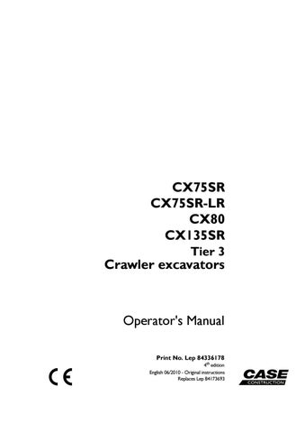 download Case CX80 Tier 3 Excavator s Instruction able workshop manual