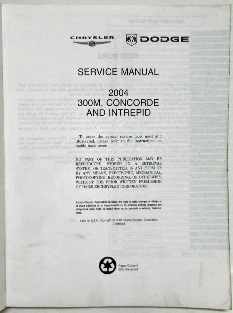 download Chrysler 300M Concorde Intrepid workshop manual