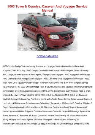 download Chrysler Dodge RG Town Country Caravan workshop manual