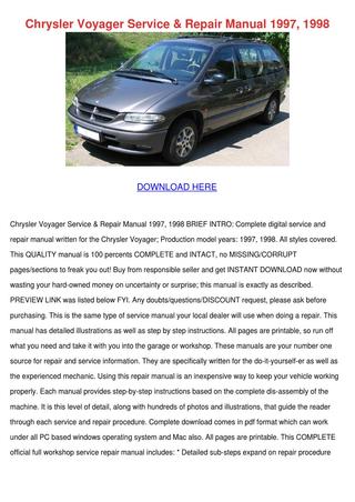 download Chrysler Dodge RS RG TOWN COUNTRY CARAVAN VOYAGER workshop manual