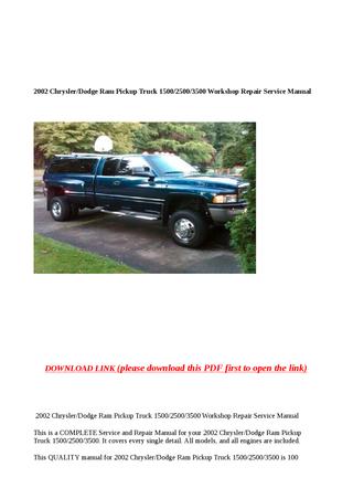 download Chrysler Dodge Ram Pickup 1500 2500 3500 workshop manual