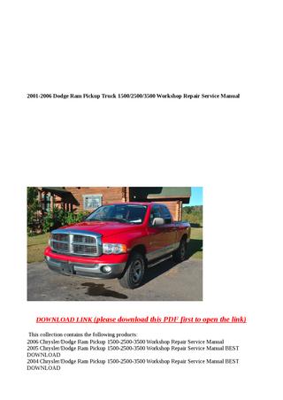 download Chrysler Dodge Ram Truck 2500 3500 workshop manual