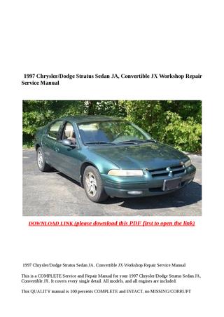 download Chrysler Dodge Stratus JA workshop manual