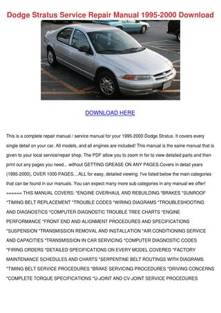 download Chrysler Dodge Stratus JA workshop manual