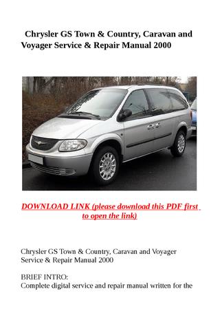 download Chrysler GS Town Country Caravan Voyager workshop manual