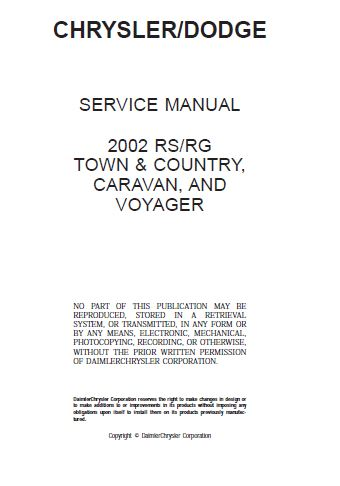 download Chrysler RS RG Town Country Caravan Voyager workshop manual