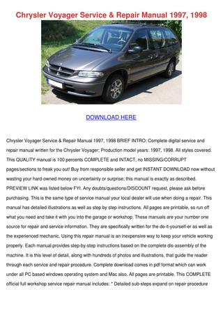 download Chrysler Voyager RS RG workshop manual