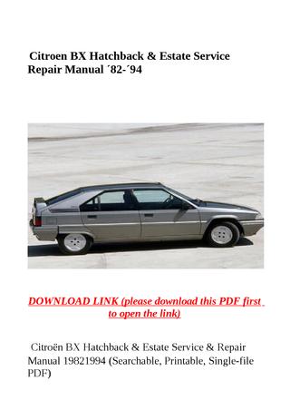 download Citroen BX Hatchback Estate 82 94 workshop manual