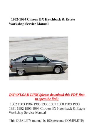 download Citroen BX Hatchback Estate workshop manual