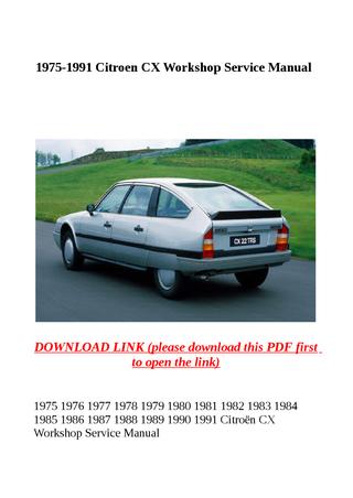 download Citroen CX workshop manual