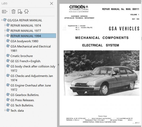 download Citroen GS GSA workshop manual