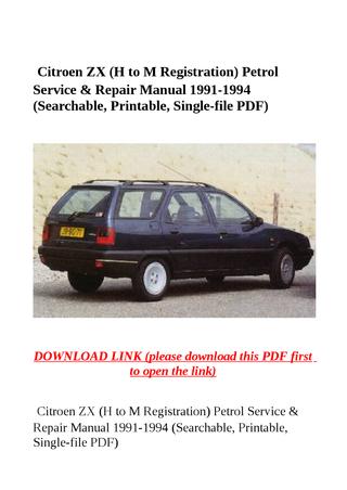 download Citroen ZX 1360cc Hatchback workshop manual