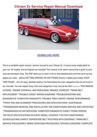 download Citroen ZX workshop manual