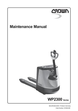 download Crown WP2300 Pallet Truck able workshop manual