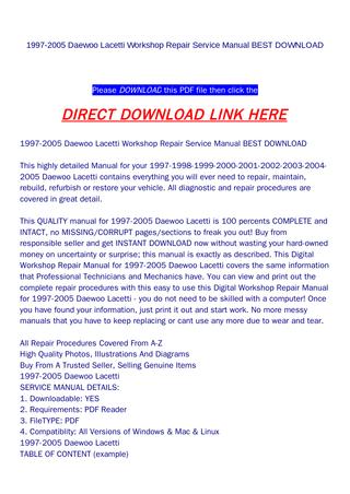 download DAEWOO LACETTI workshop manual