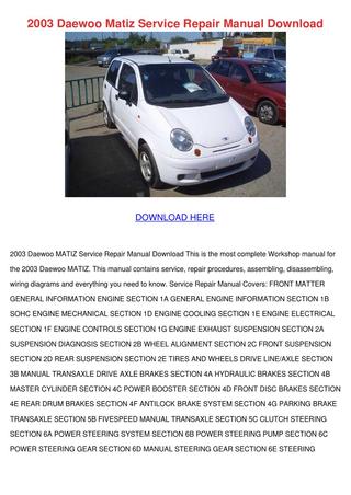 download DAEWOO MATIZ SPARK LECHI workshop manual